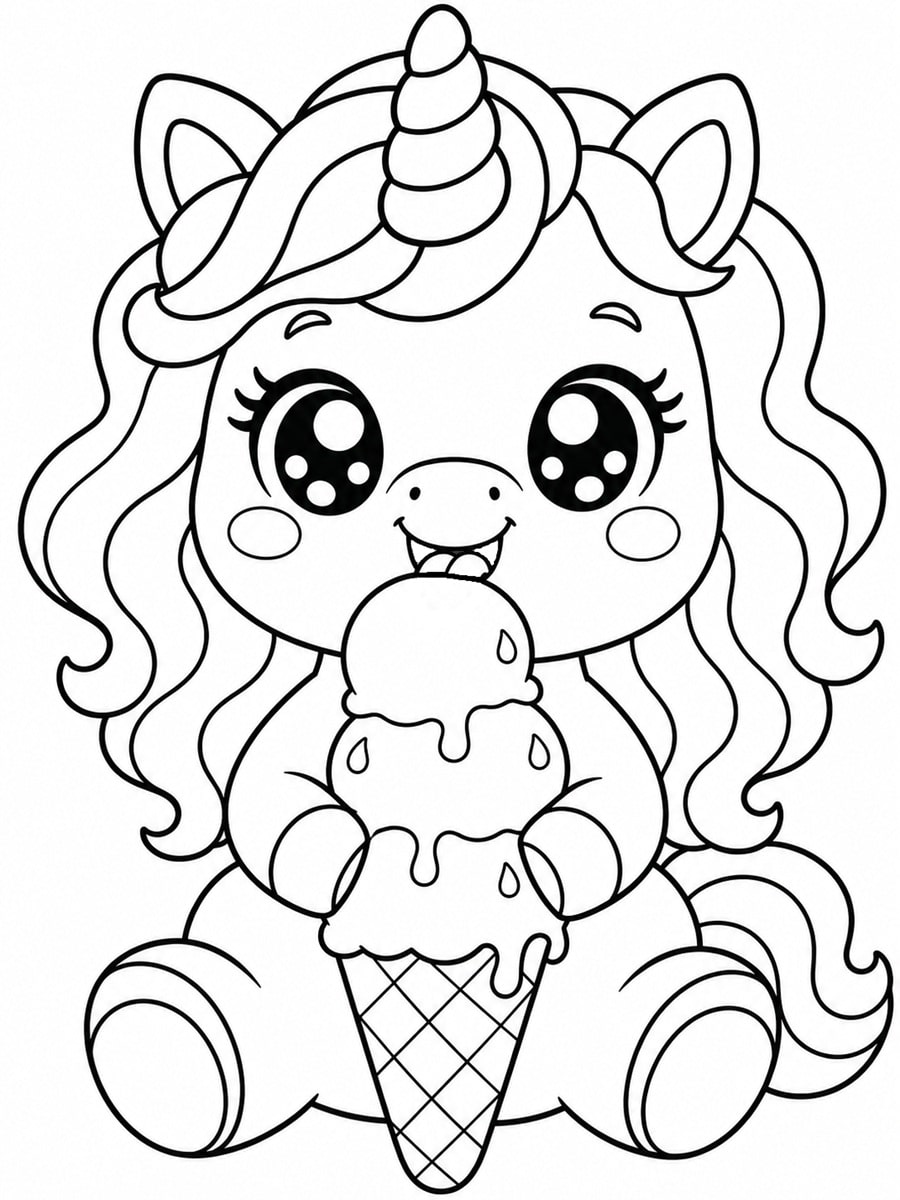 Coloriage licorne glace