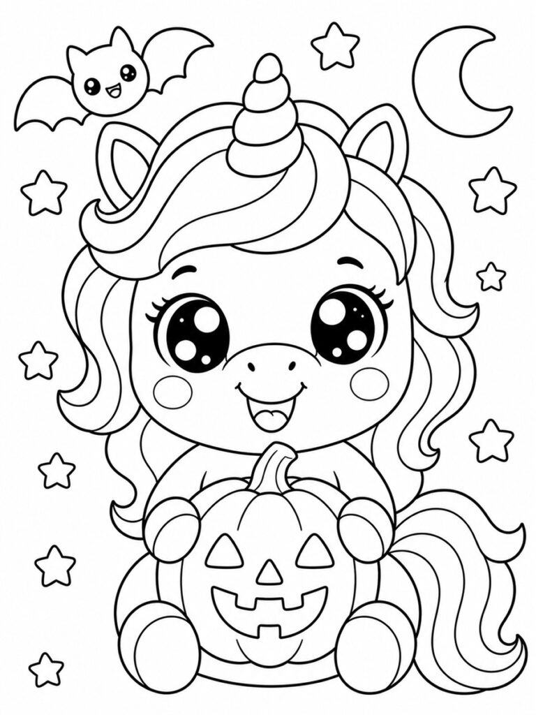 Coloriage licorne Halloween