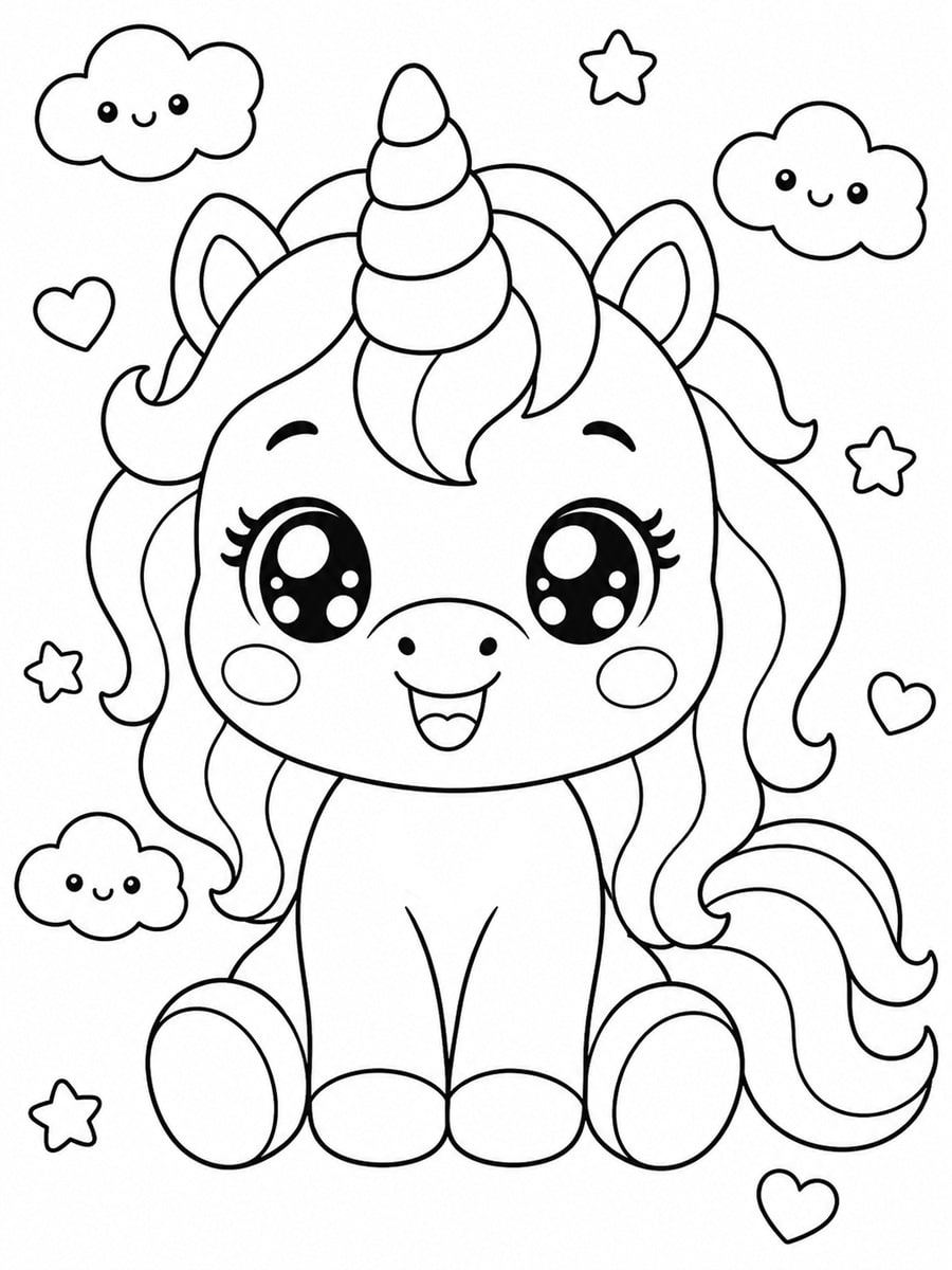 Coloriage licorne kawaii