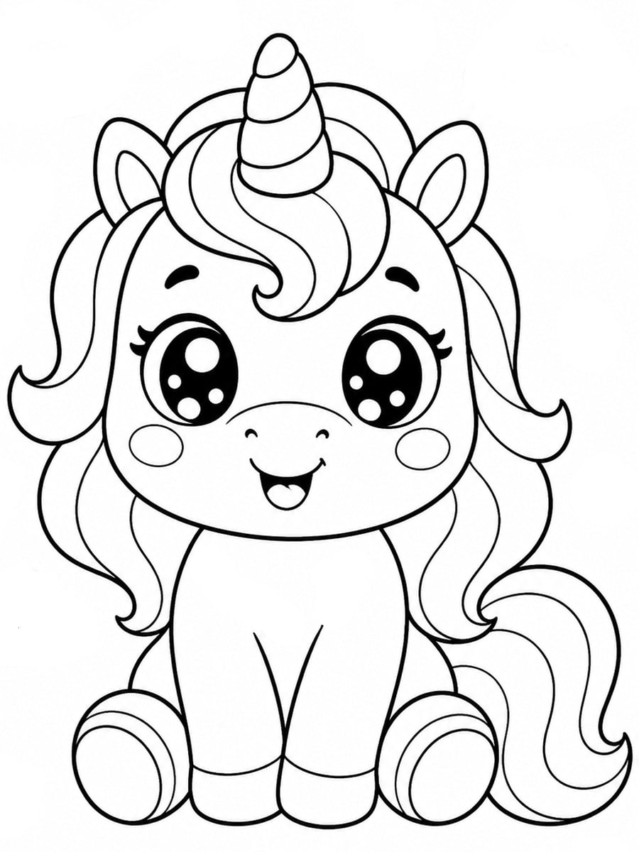 Coloriage licorne mignonne