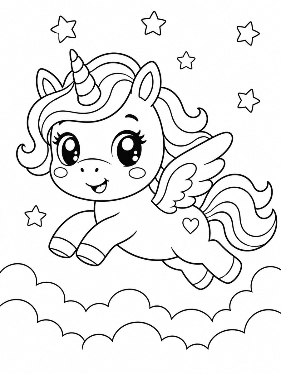 Coloriage licorne qui vole