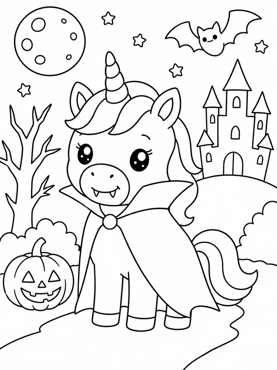 Coloriage licorne vampire