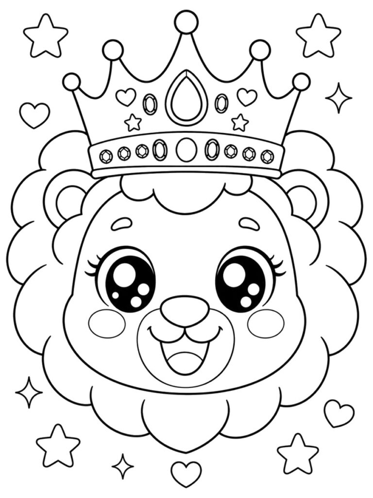 Coloriage lion couronne