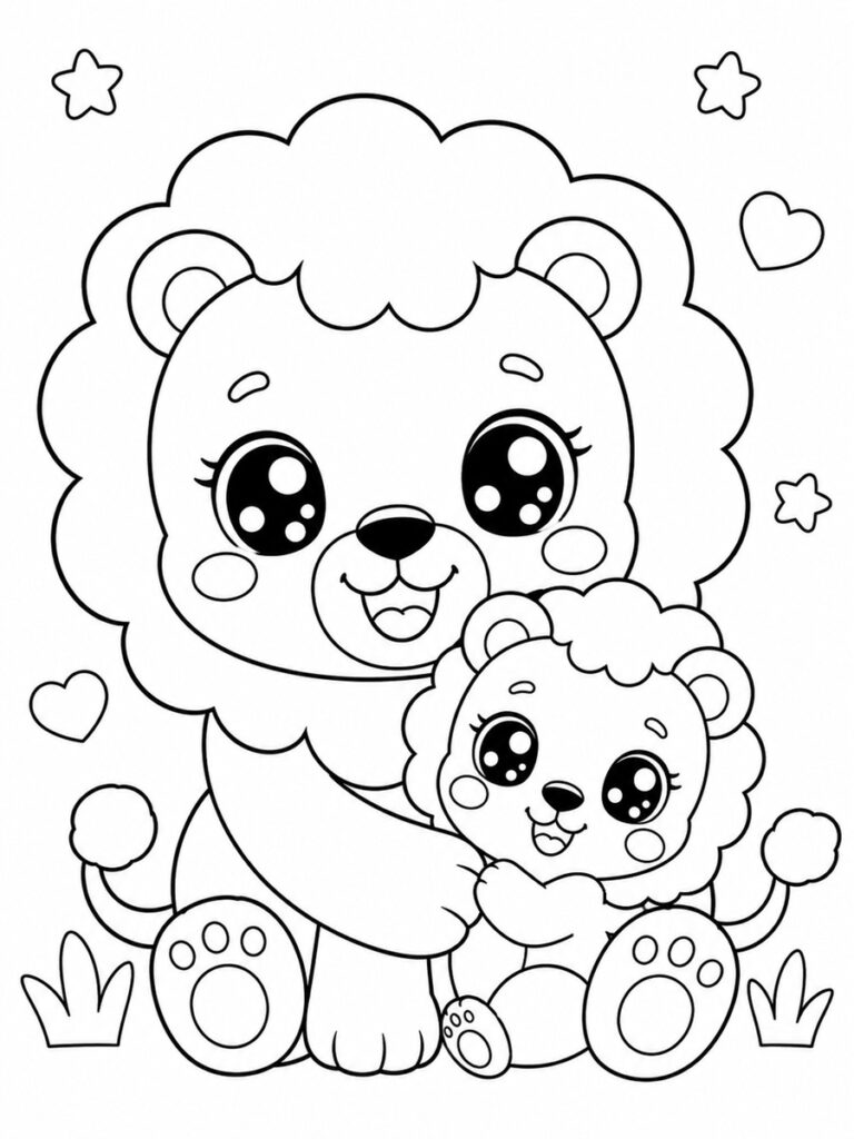 Coloriage lion bébé
