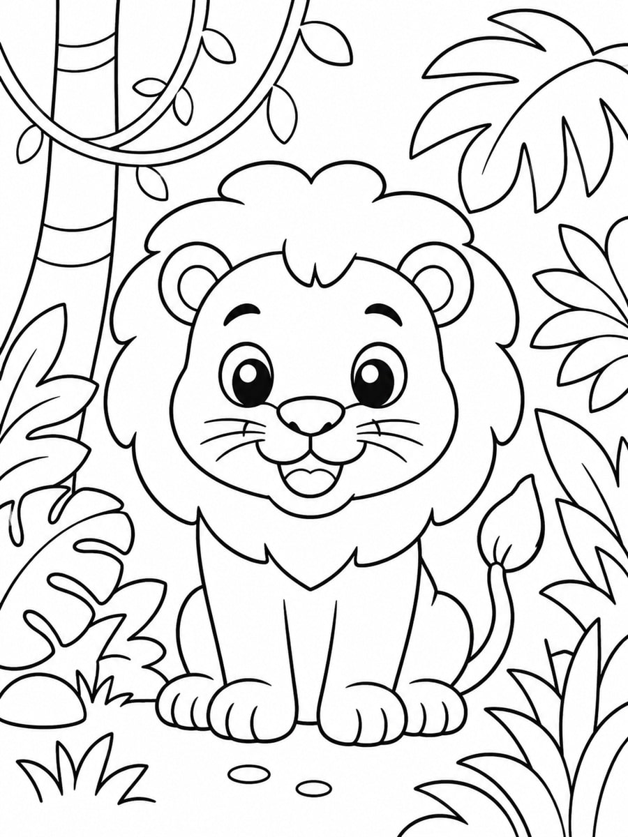 Coloriage lion jungle