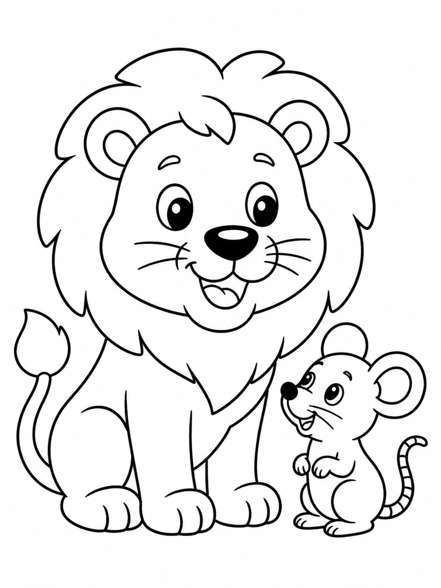 Coloriage le lion et le rat