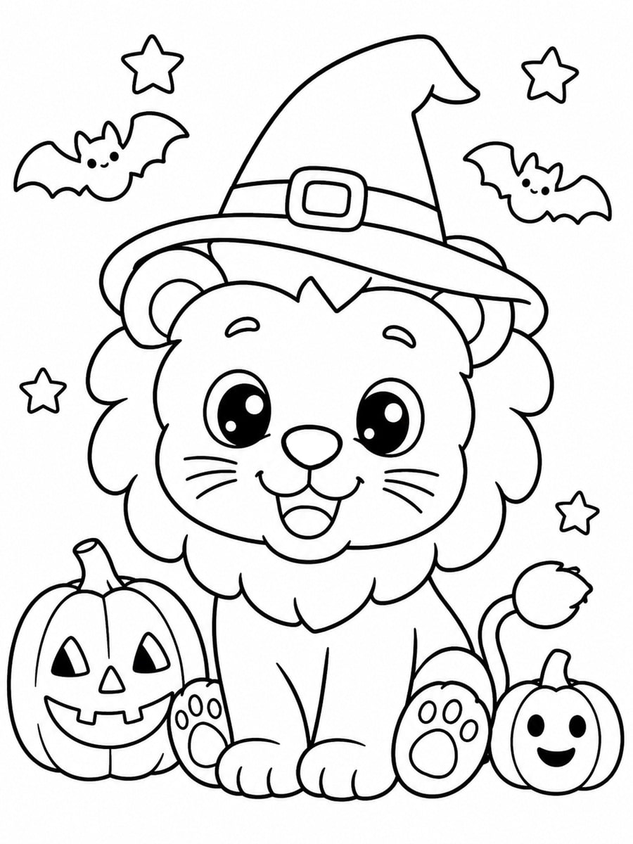 Coloriage lion Halloween