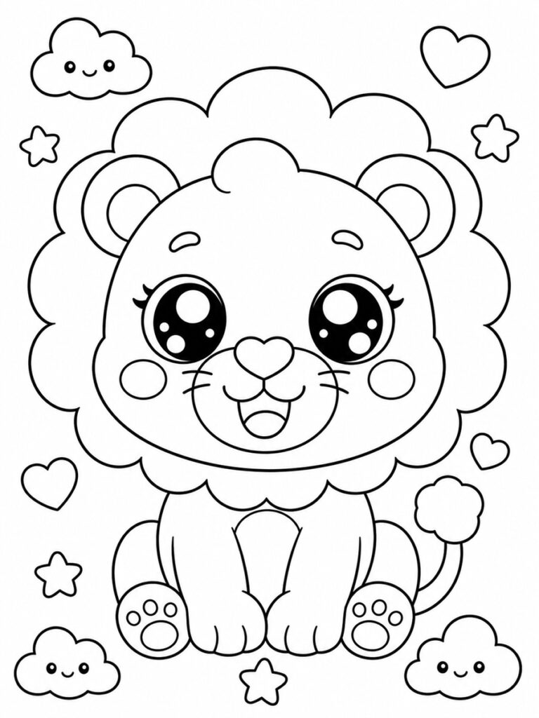 Coloriage lion mignon