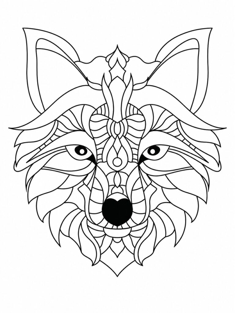 Coloriage loup mandala