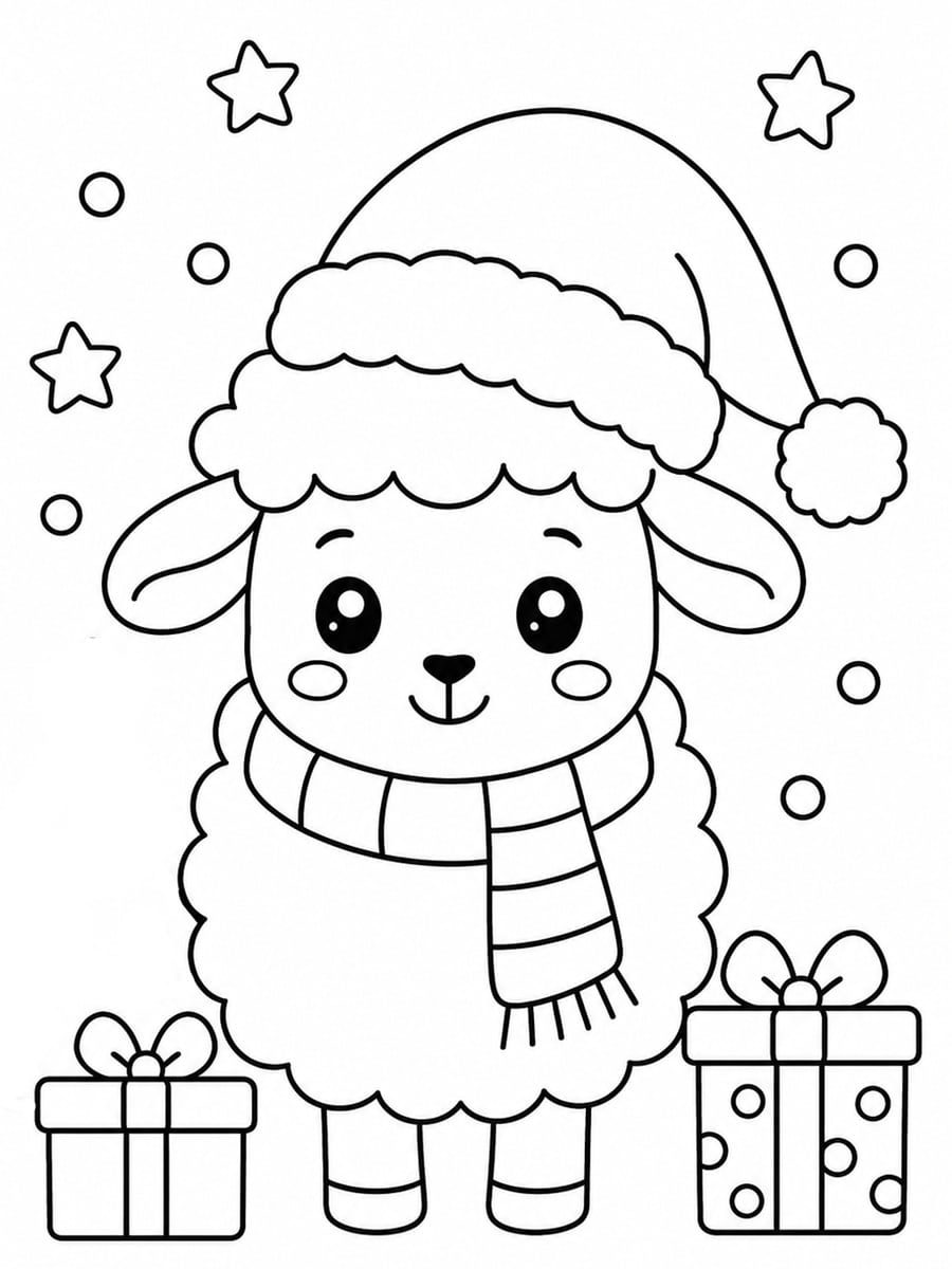 Coloriage mouton de Noël