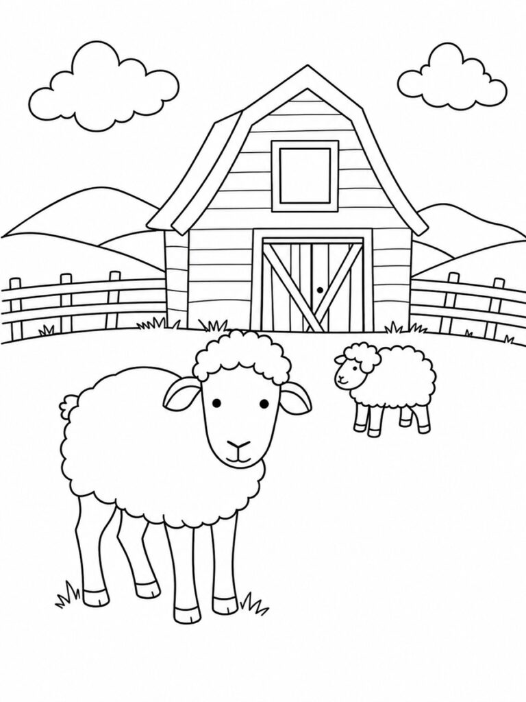 Coloriage mouton de ferme