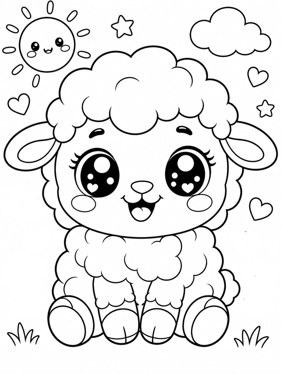 Coloriage mouton kawaii