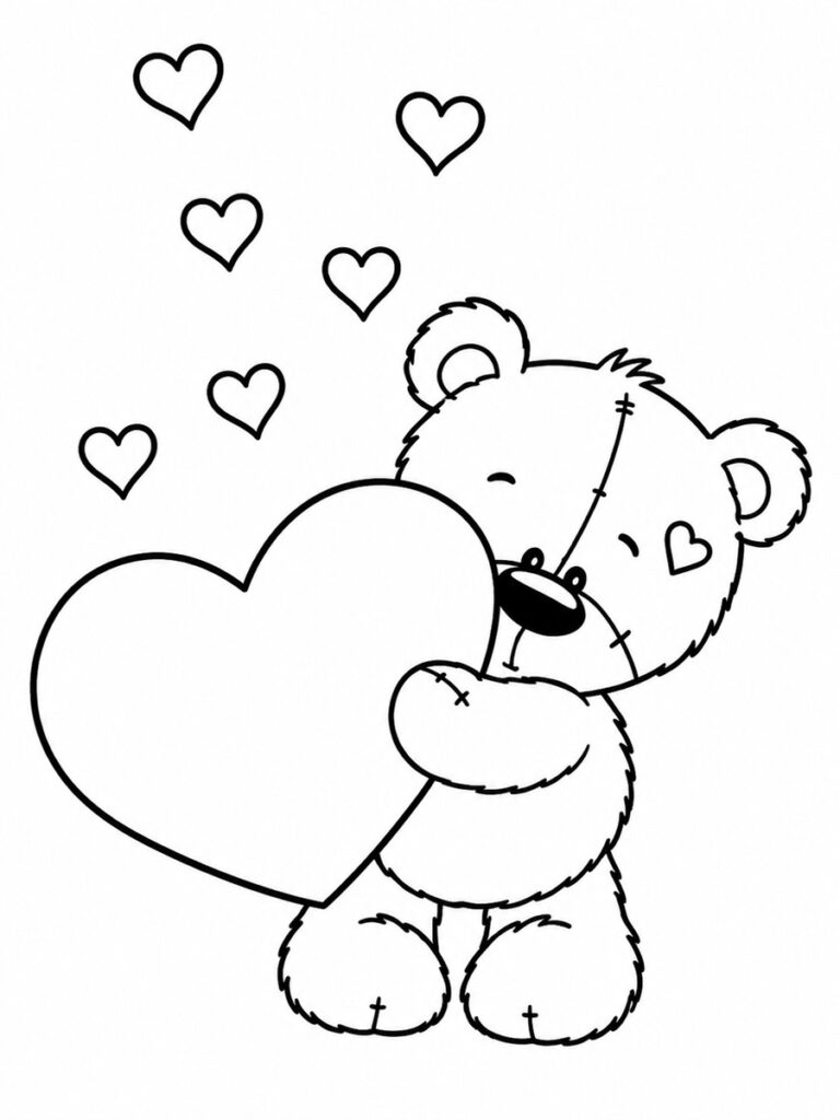 Nounours cœur Coloriage nounours cœur