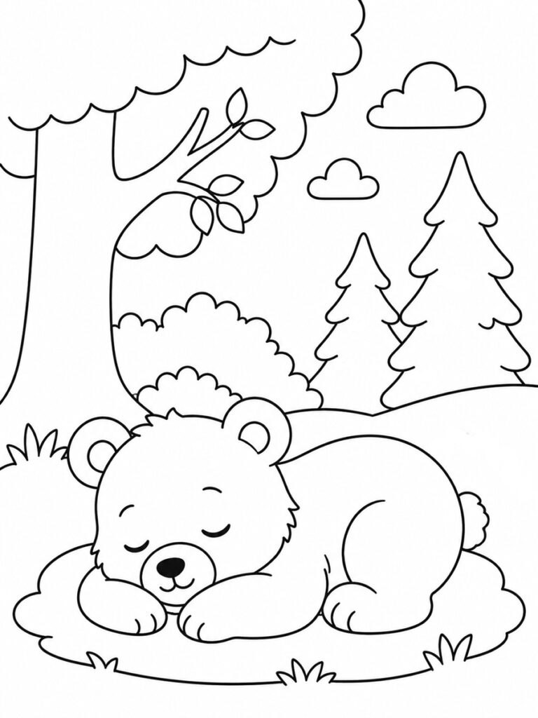 Ourson qui dort Coloriage ourson qui dort