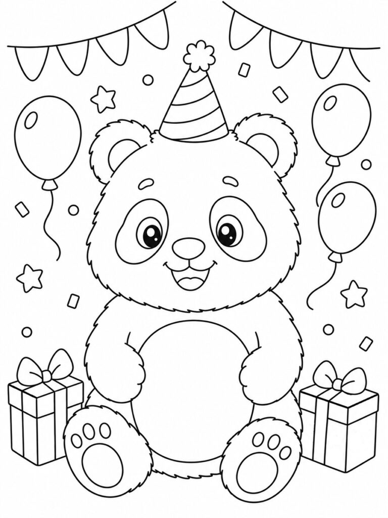 Panda anniversaire Coloriage panda anniversaire