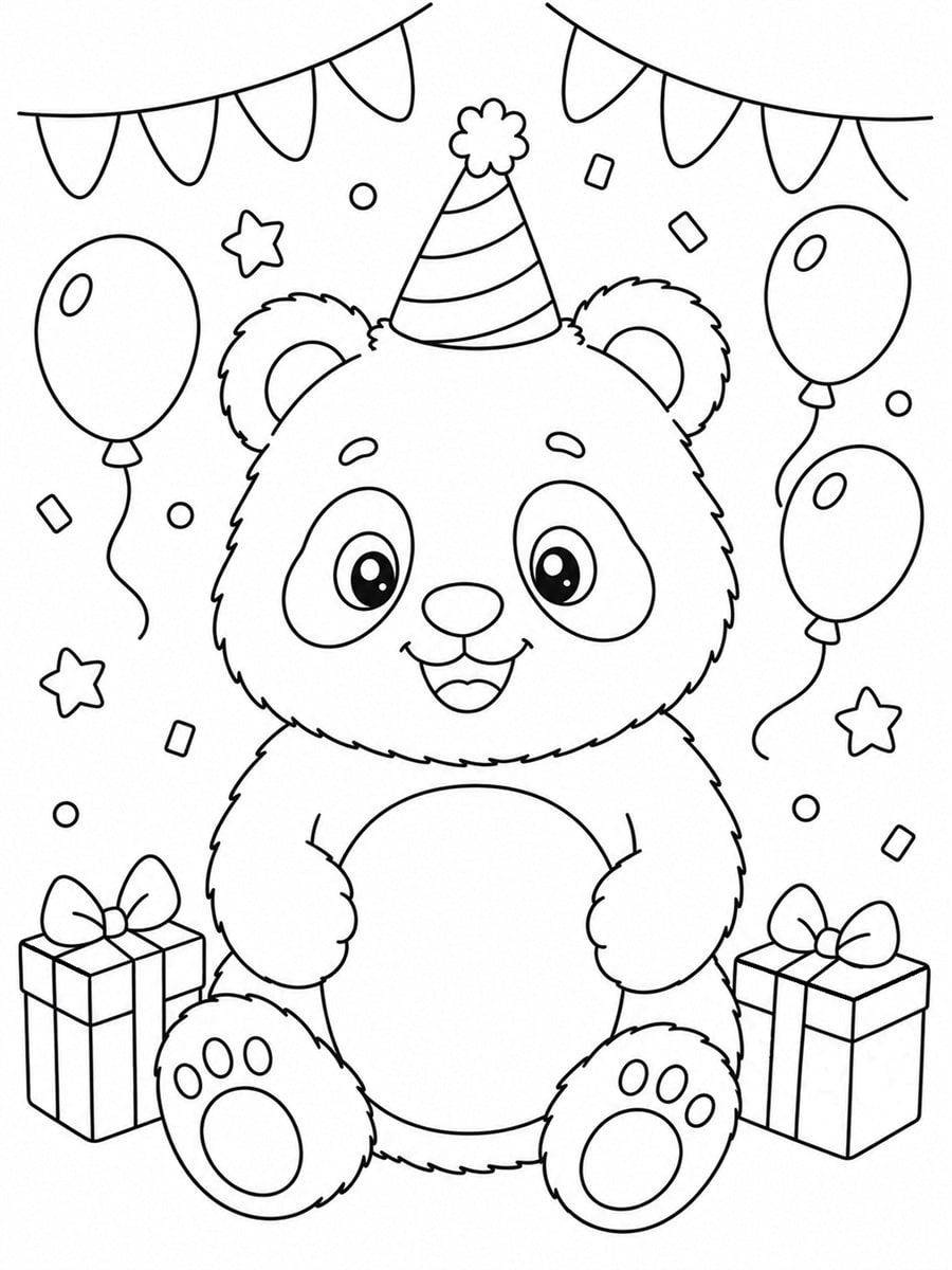 Coloriage panda anniversaire