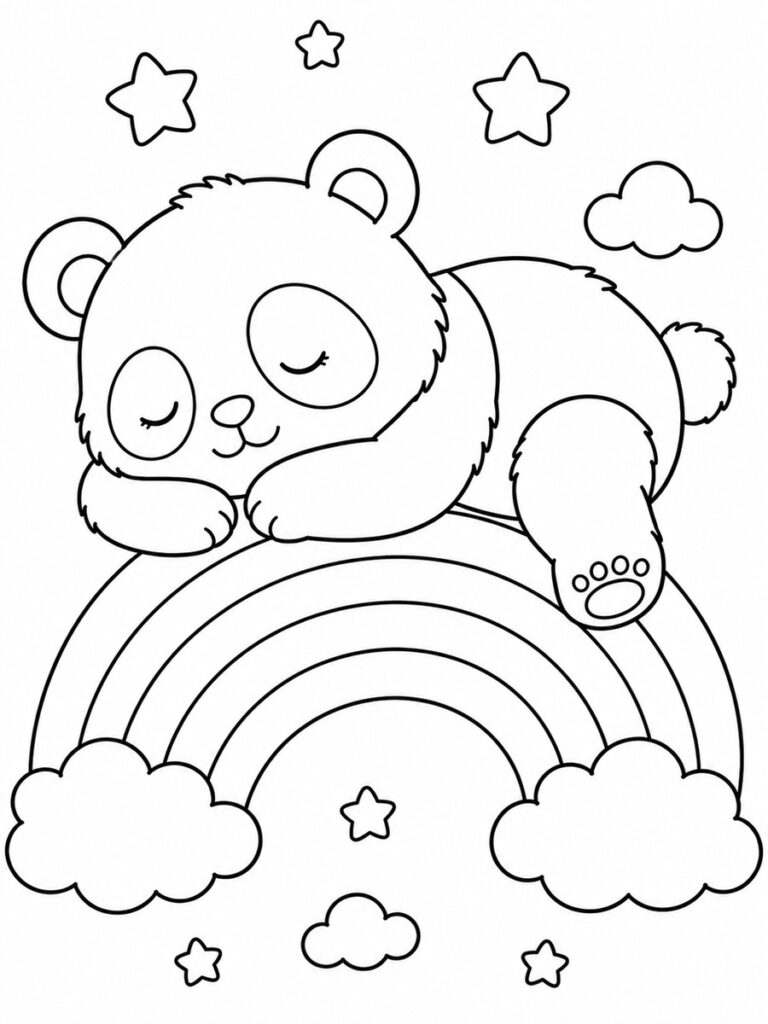 Panda arc-en-ciel Coloriage panda arc-en-ciel