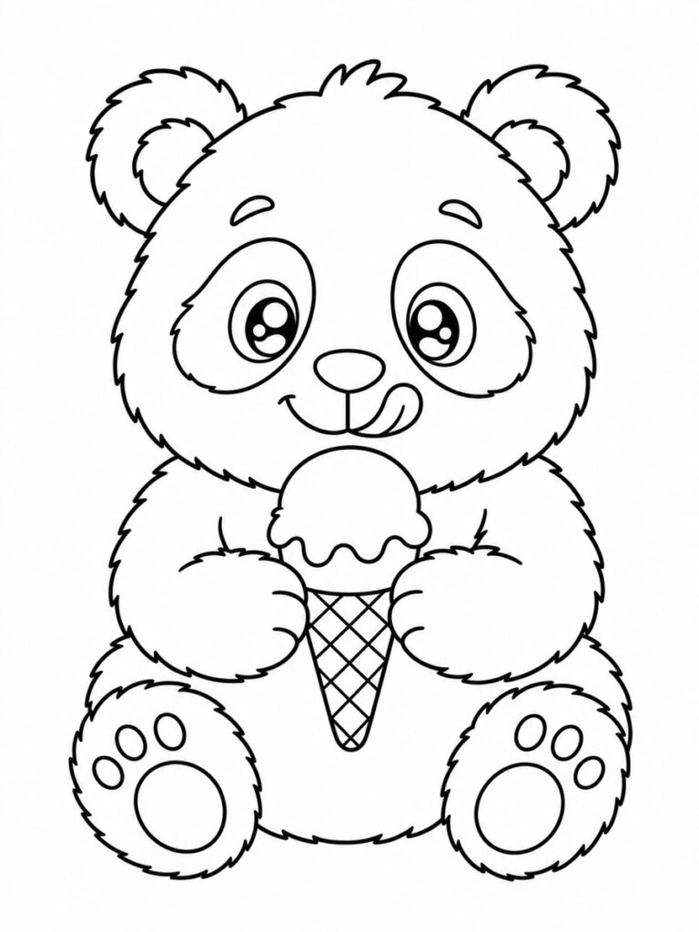 dessin panda et glace