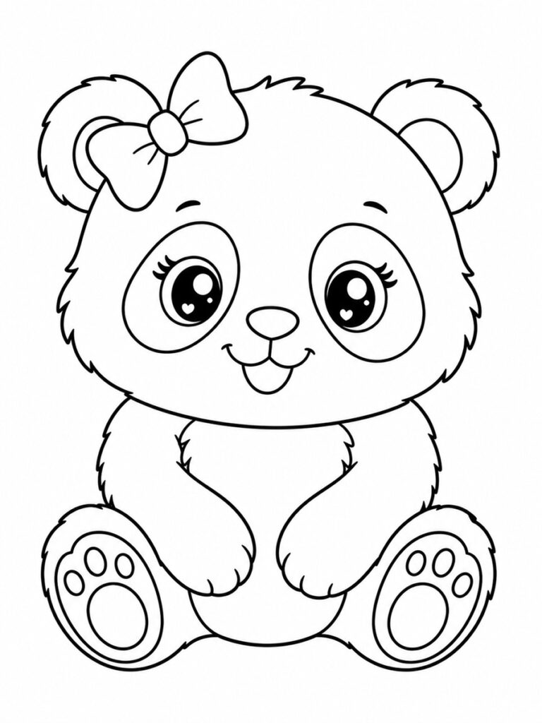 Panda fille Coloriage panda fille