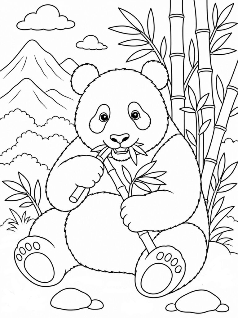Coloriage panda géant