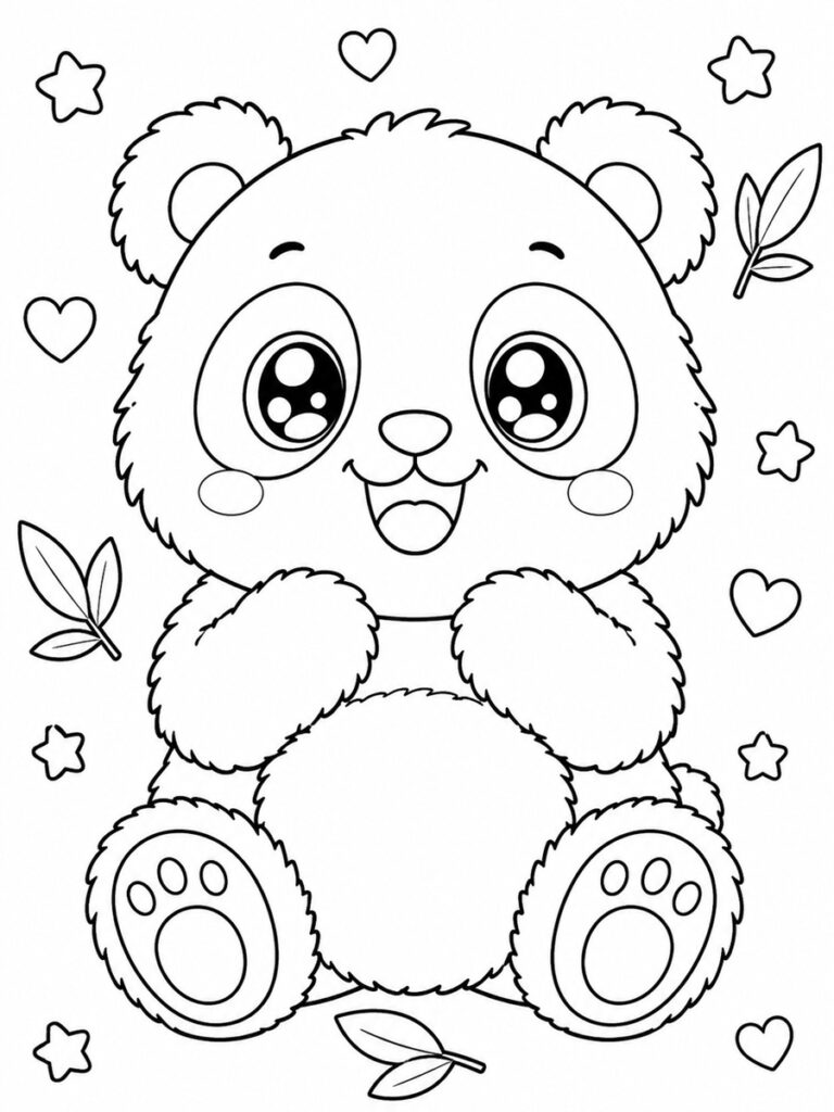 Coloriage panda kawaii