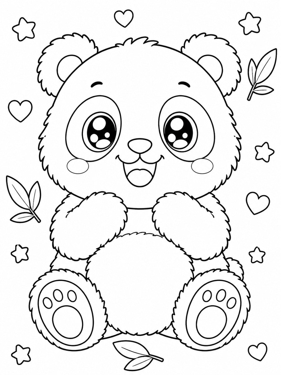 Coloriage panda kawaii