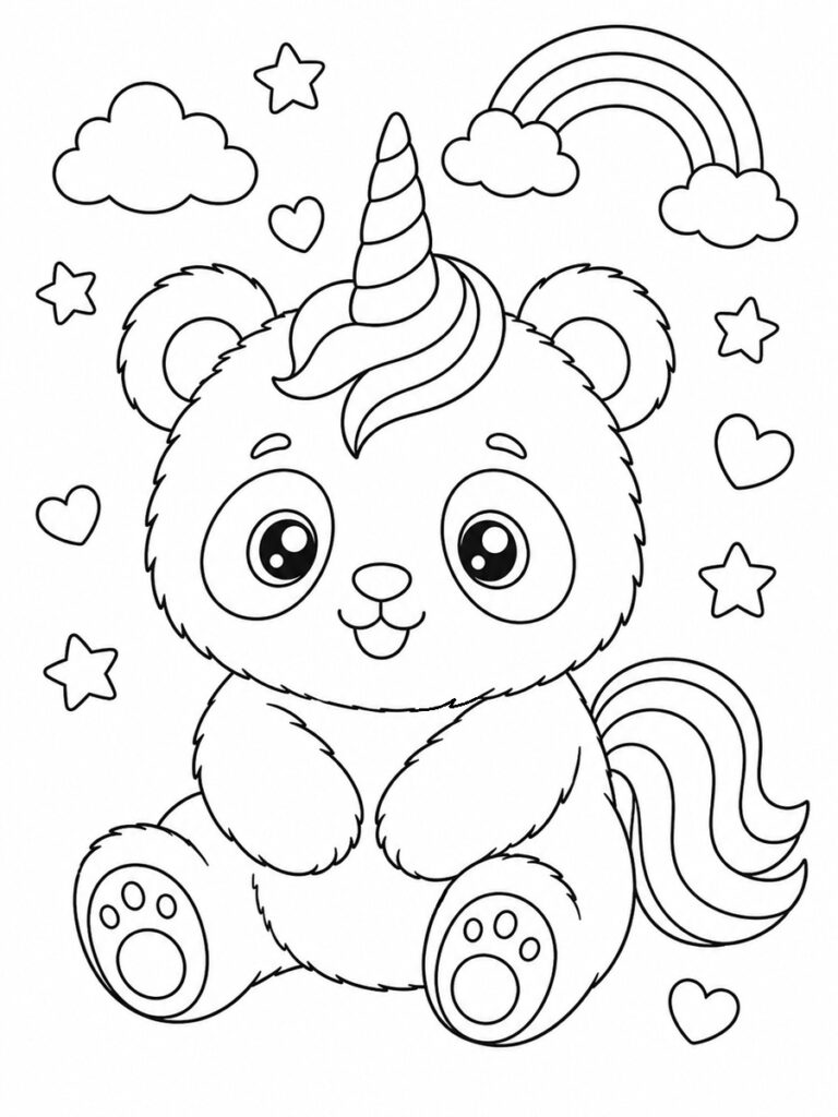 Panda licorne Coloriage panda licorne