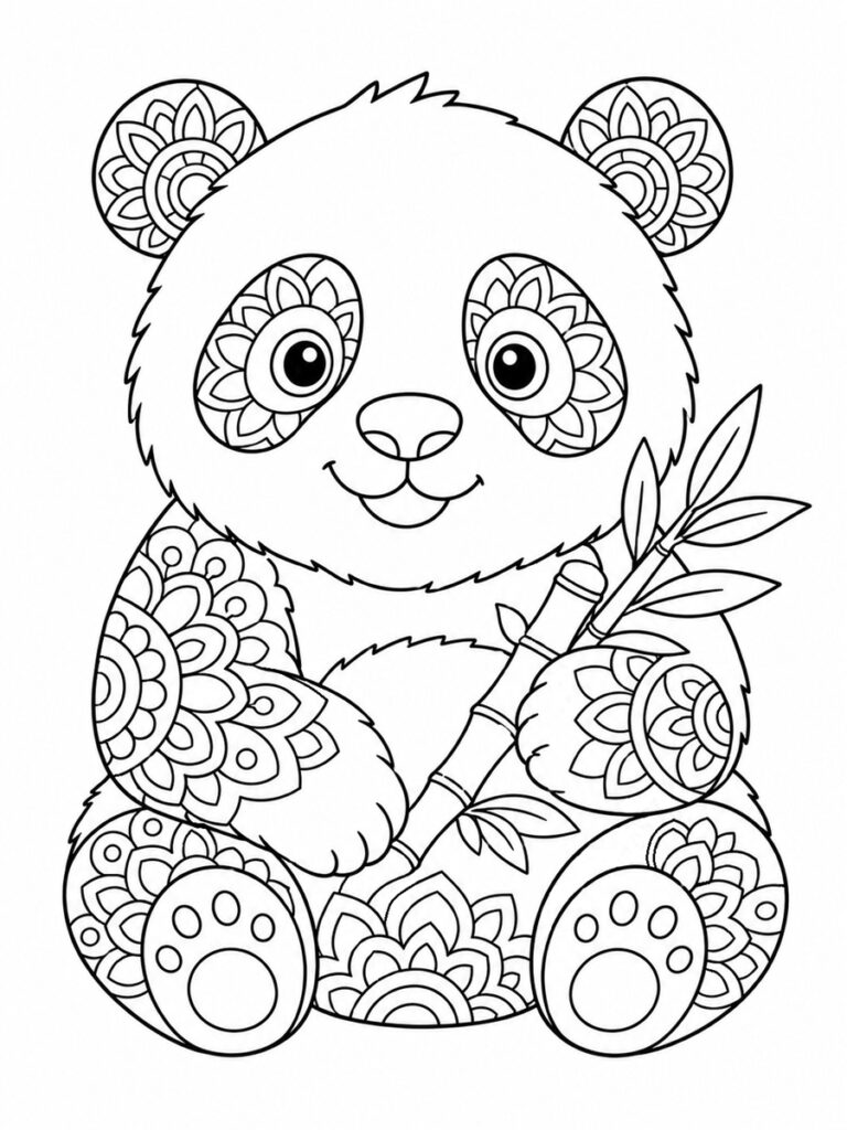 Coloriage panda mandala