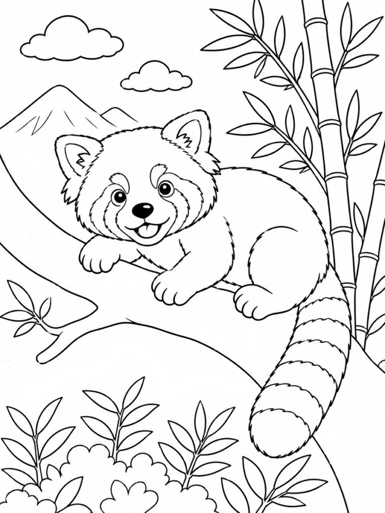 Coloriage panda roux
