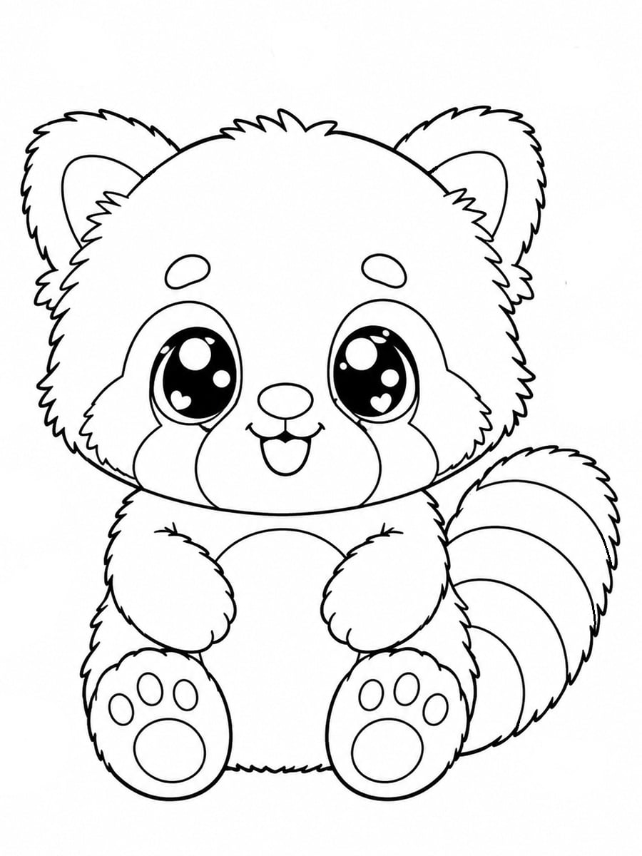 Coloriage panda roux kawaii