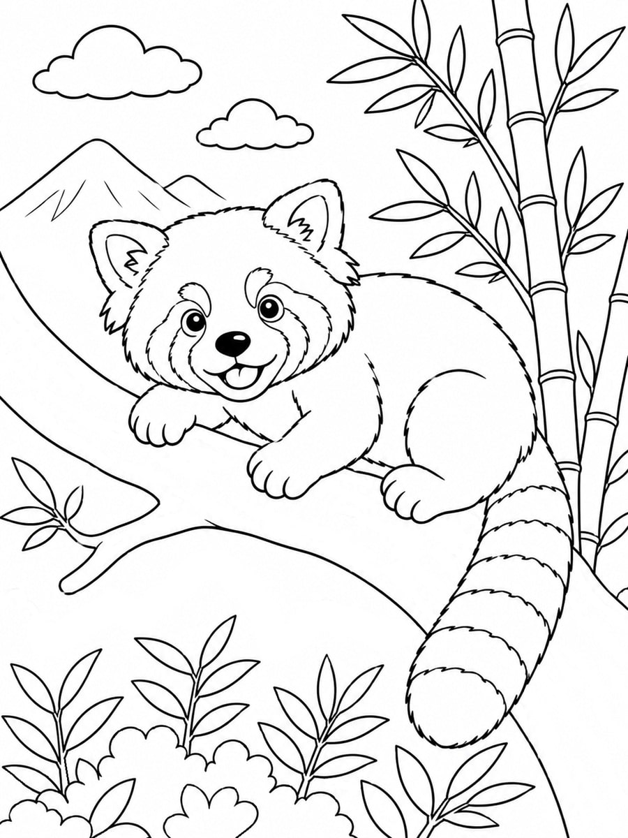 Coloriage panda roux