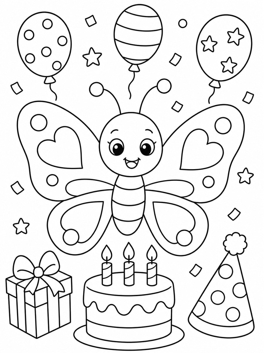 Coloriage papillon anniversaire