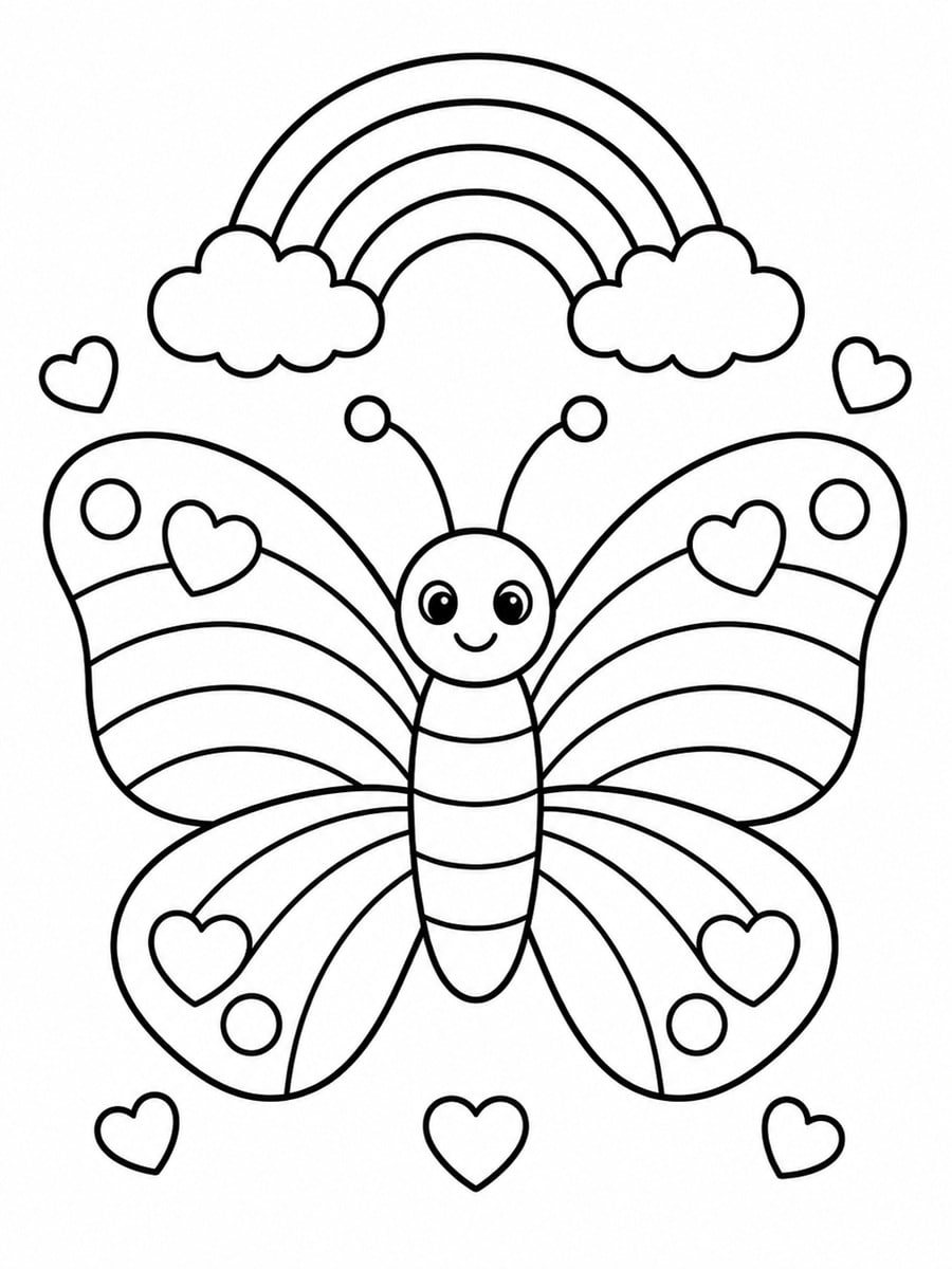 Coloriage papillon arc-en-ciel