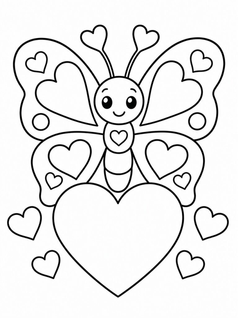 Papillon cœur Coloriage papillon cœur