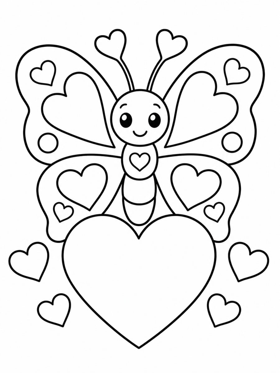 Coloriage papillon cœur