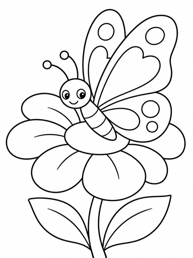 Papillon et fleur Coloriage papillon et fleur