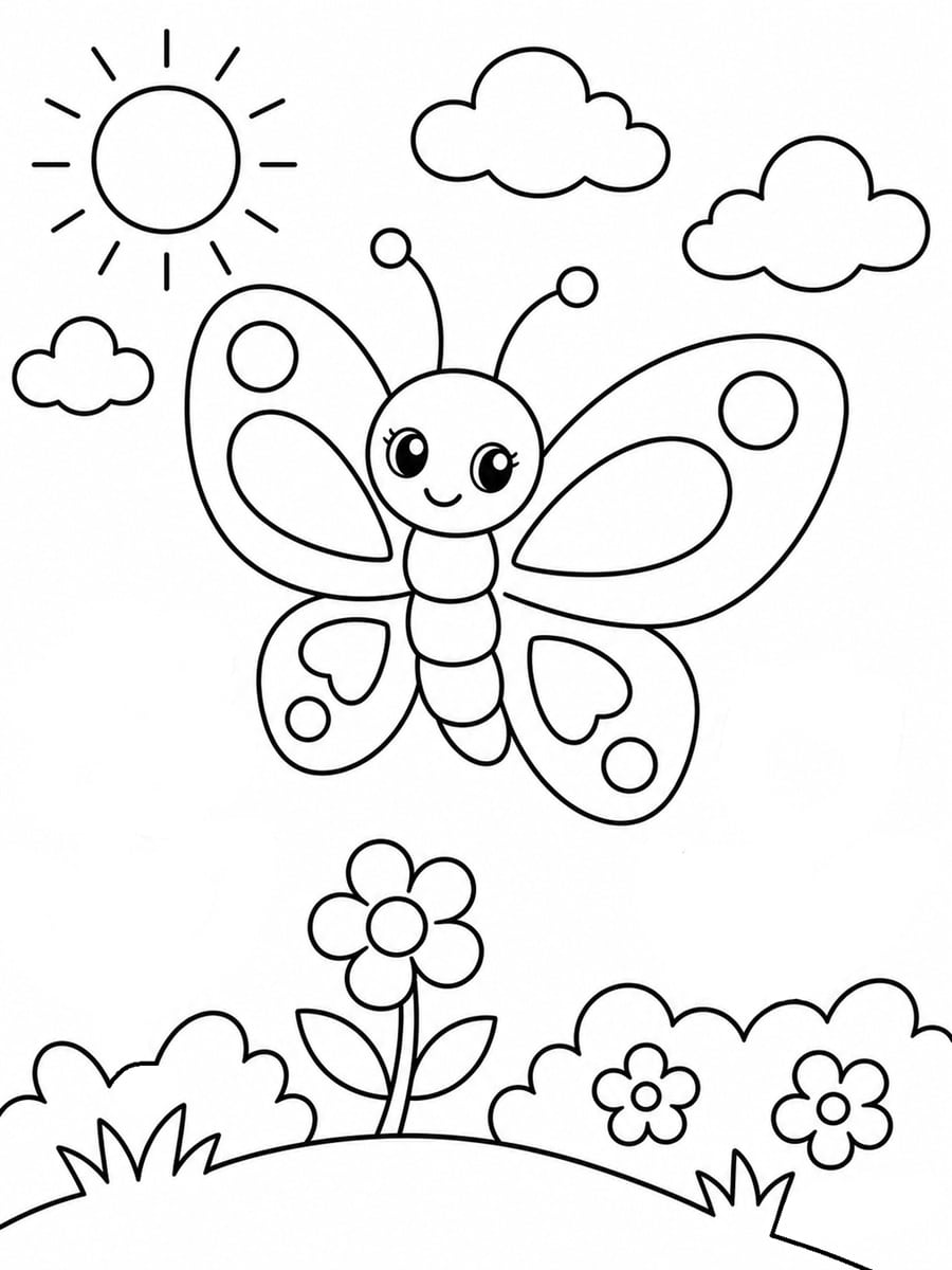 Coloriage papillon mignon
