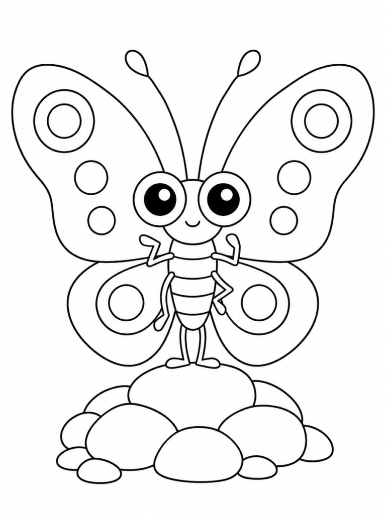 Coloriage papillon rigolo