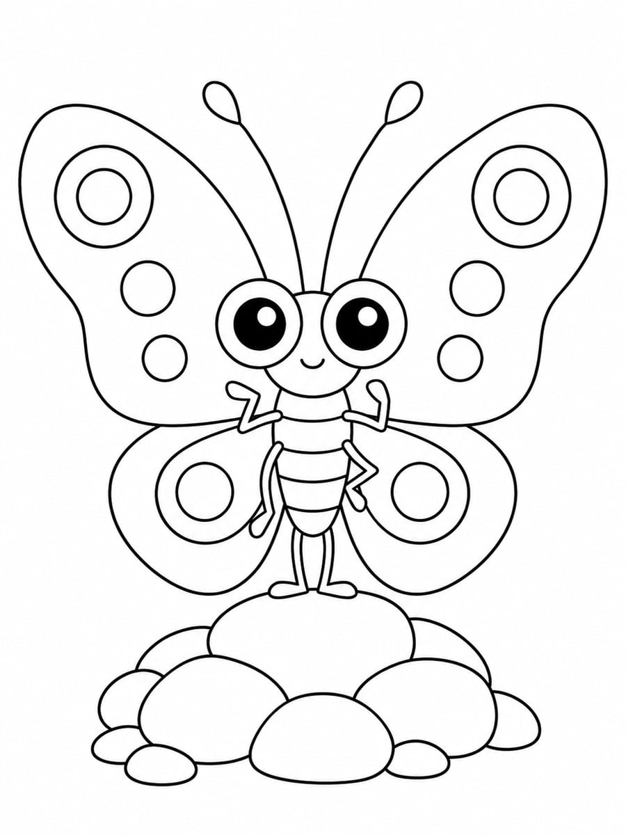 Coloriage papillon rigolo