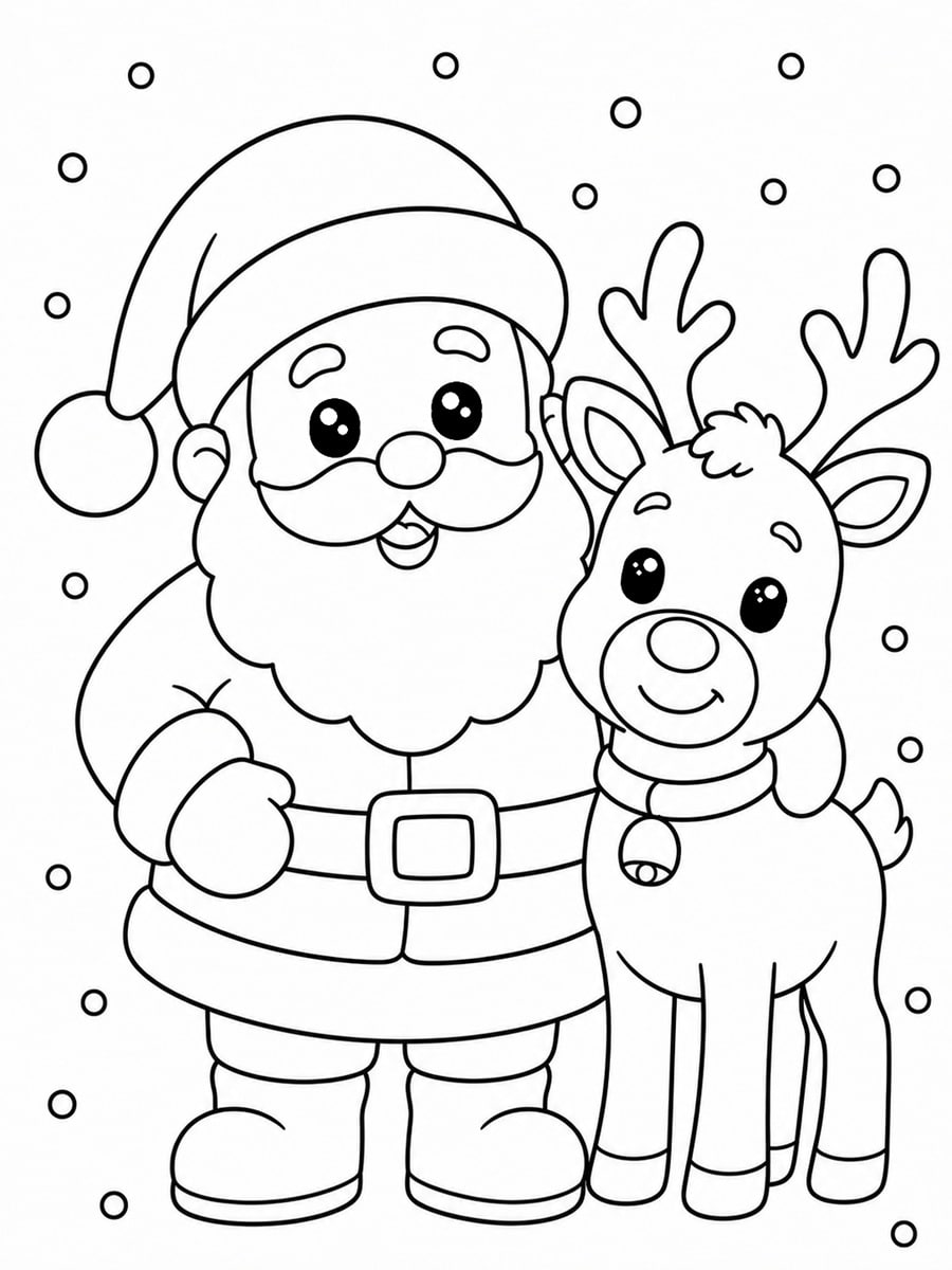 Coloriage Père-Noël et renne