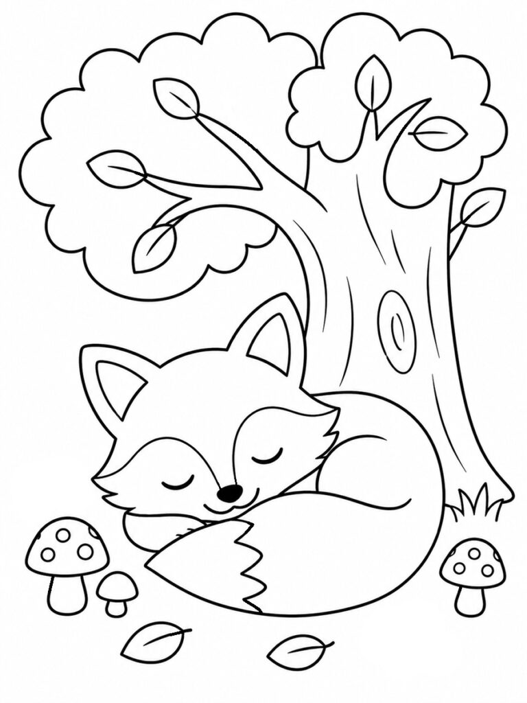 Coloriage renard qui dort