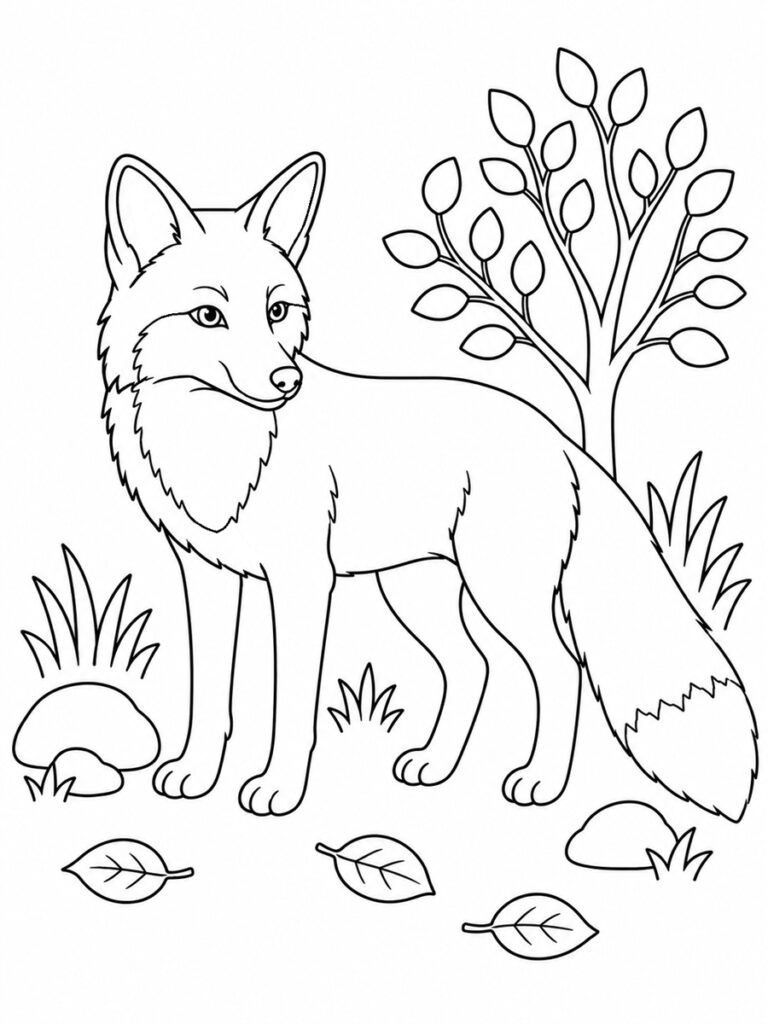 Coloriage renard réaliste