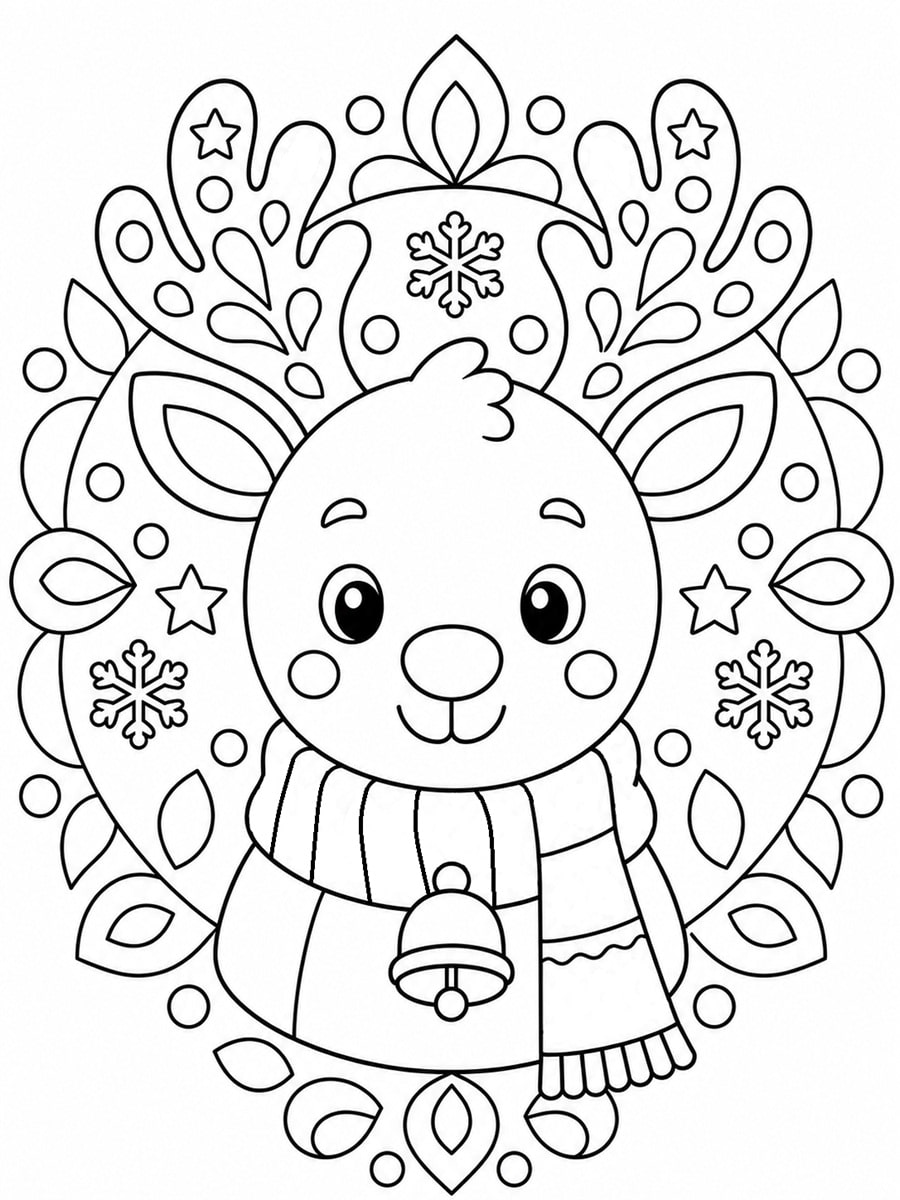Coloriage renne de Noël mandala