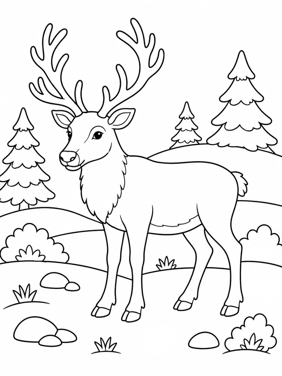 Coloriage renne réaliste