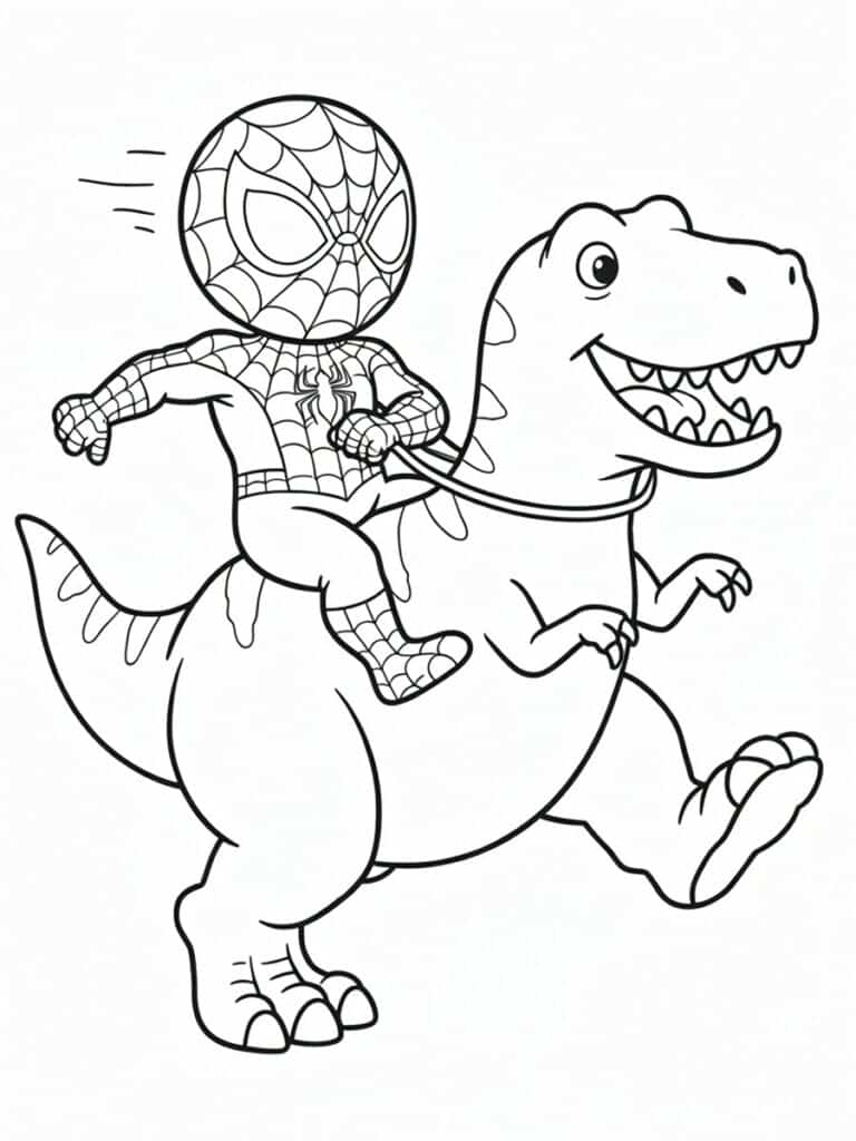 Spider-Man dinosaure Coloriage Spider-Man dinosaure