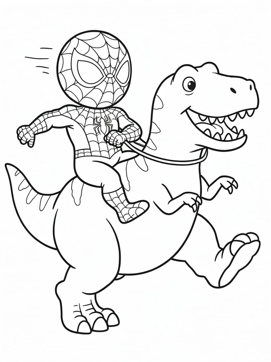 Coloriage Spider-Man dinosaure