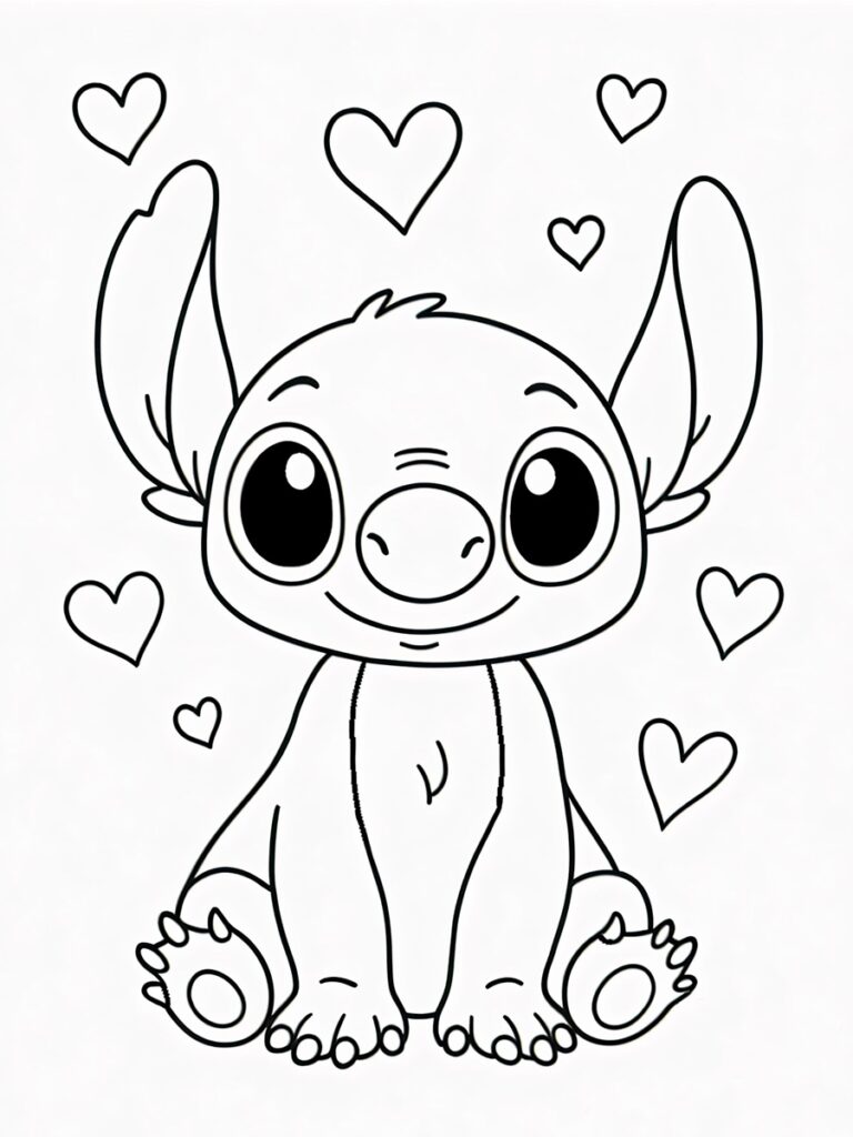 Coloriage Stitch amoureux
