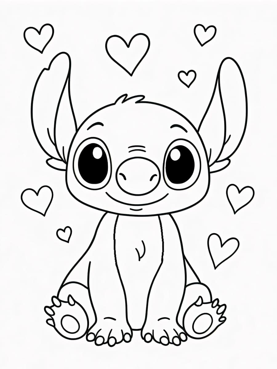 Coloriage Stitch amoureux