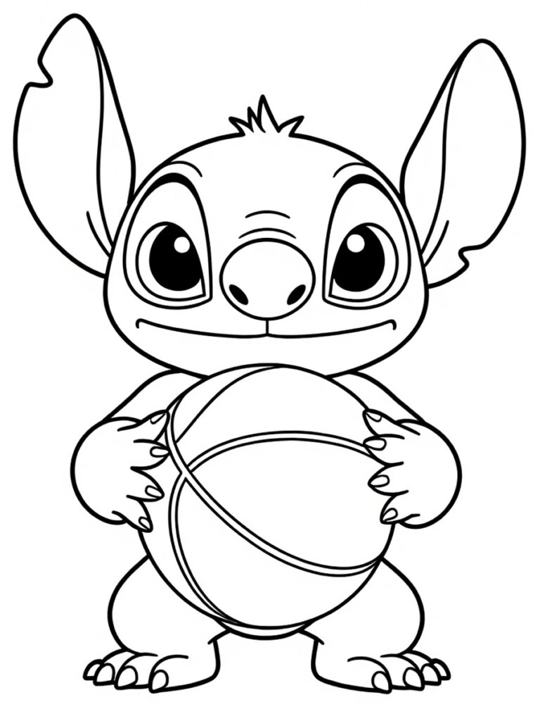 Coloriage Stitch basket