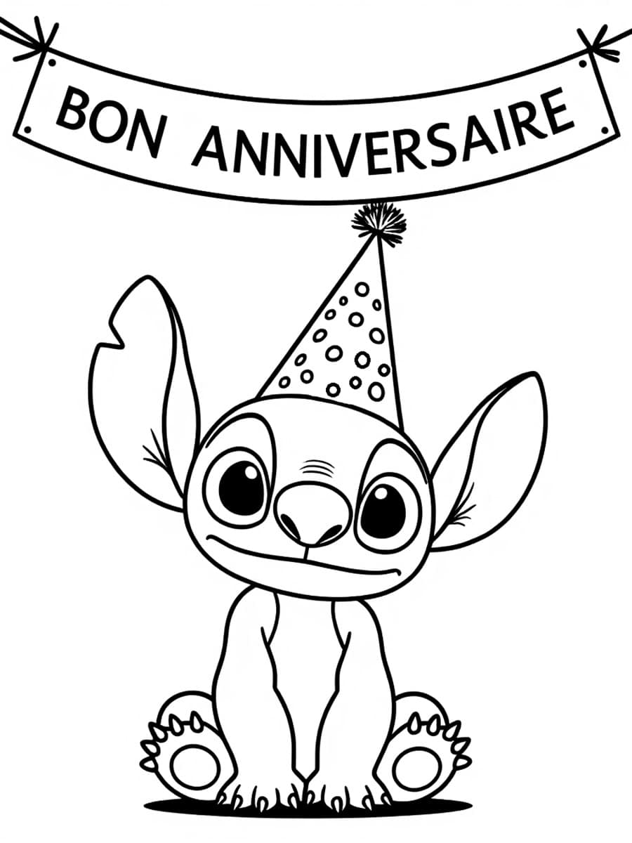 Coloriage Stitch bon anniversaire
